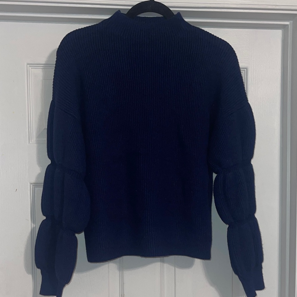 Women's Navy Sweater. Mock turtleneck